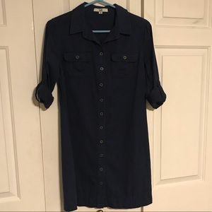Navy button up t shirt dress